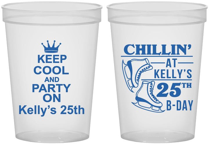 Custom Birthday 16 oz Translucent Cups - 25th Ice Scating | 20185