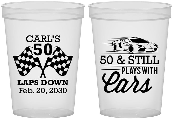 Custom Birthday 16 oz Translucent Cups - 50th Race Car | 20187