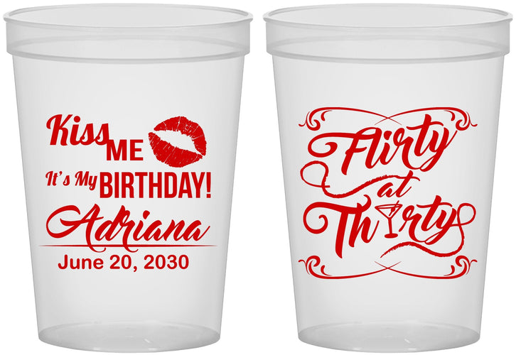 Custom Birthday 16 oz Translucent Cups - 30th Flirty At Thirty | 20190
