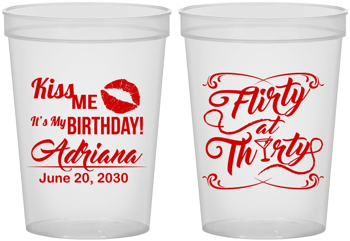 Custom Birthday 16 oz Translucent Cups - 30th Flirty At Thirty | 20190