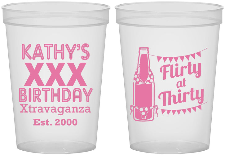 Custom Birthday 16 oz Translucent Cups - 30th Flirty At Thirty | 20191