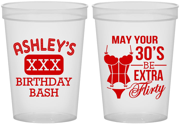 Custom Birthday 16 oz Translucent Cups - 30th Flirty At Thirty | 20192
