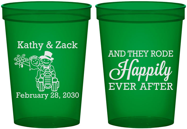 Custom Wedding 16 oz Translucent Cups - Happily Ever After Tractor | 202