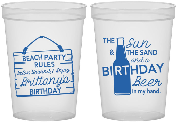 Custom Birthday 16 oz Translucent Cups - Beach | 20200