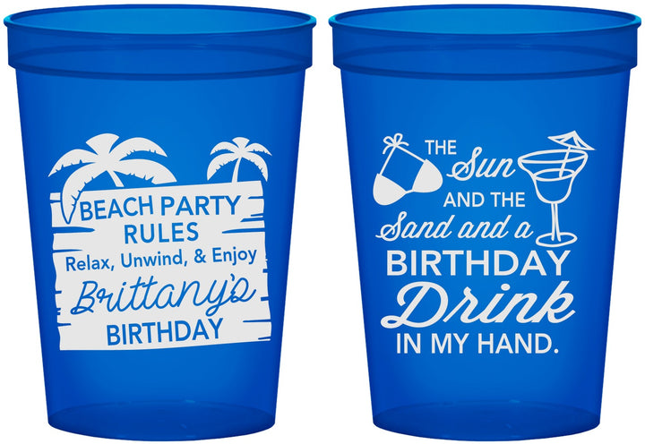 Custom Birthday 16 oz Translucent Cups - Beach | 20201