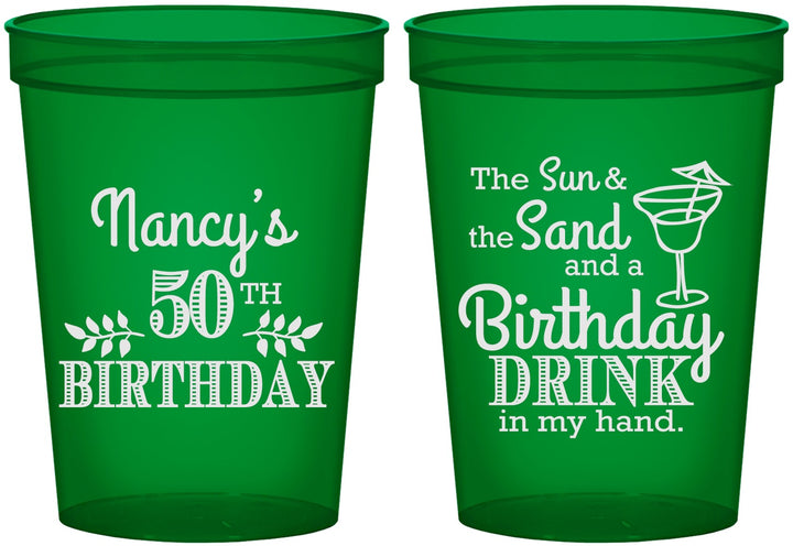 Custom Birthday 16 oz Translucent Cups - 50th | 20203