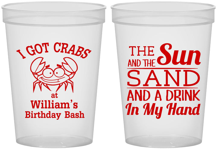Custom Birthday 16 oz Translucent Cups - Sun Sand Drink Hand | 20205