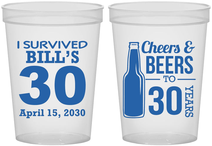 Custom Birthday 16 oz Translucent Cups - Cheers Beers To 30 Years | 20214