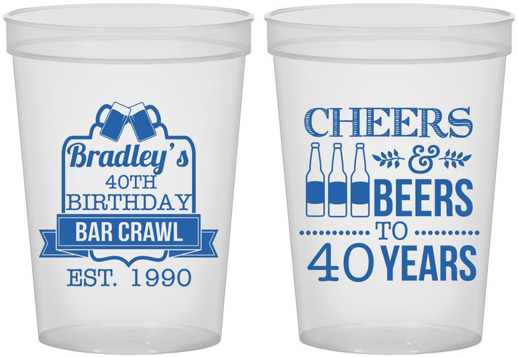 Custom Birthday 16 oz Translucent Cups - Cheers Beers To 40 Years | 20216