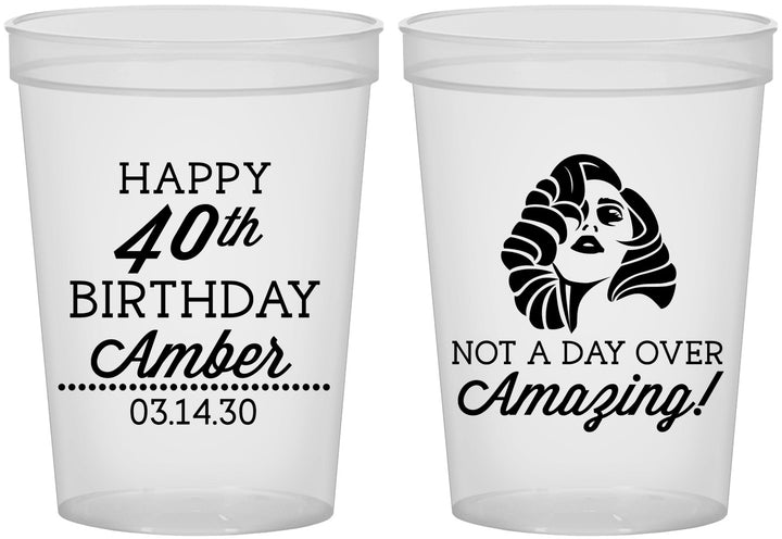 Custom Birthday 16 oz Translucent Cups - 40th | 20222