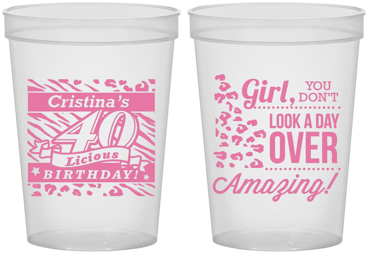 Custom Birthday 16 oz Translucent Cups - 40th | 20224