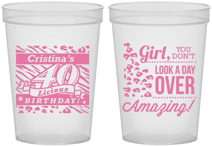 Custom Birthday 16 oz Translucent Cups - 40th | 20224