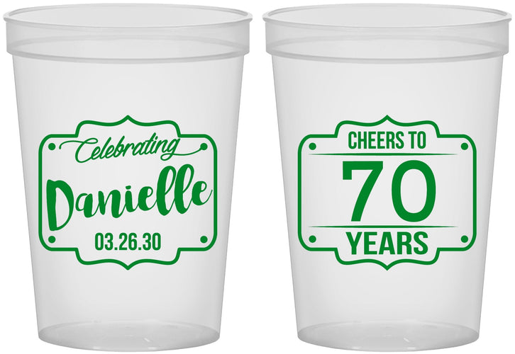 Custom Birthday 16 oz Translucent Cups - Cheers To 70 Years | 20227