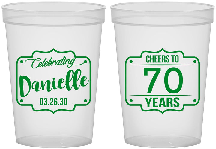 Custom Birthday 16 oz Translucent Cups - Cheers To 70 Years | 20227