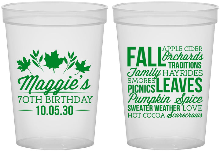Custom Birthday 16 oz Translucent Cups - 70th Fall | 20228