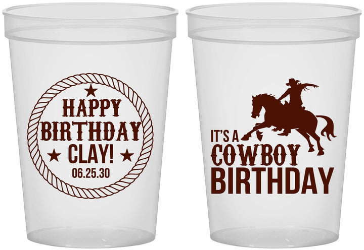 Custom Birthday 16 oz Translucent Cups - Cowboy | 20229
