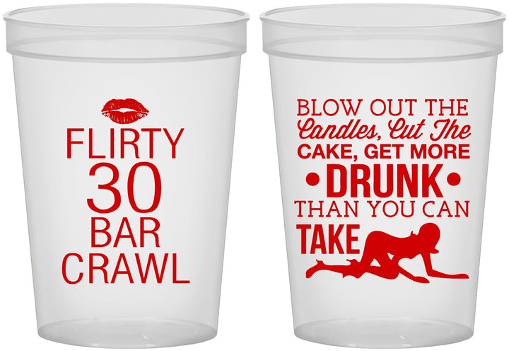 Custom Birthday 16 oz Translucent Cups - 30th Bar Crawl | 20233