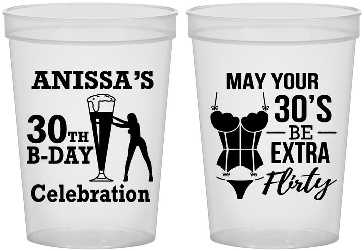 Custom Birthday 16 oz Translucent Cups - 30th Flirty At Thirty | 20236