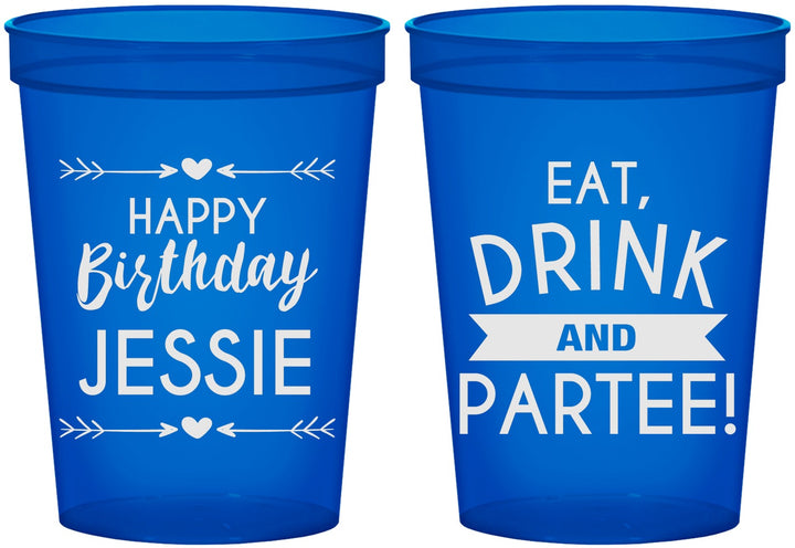Custom Birthday 16 oz Translucent Cups - Eat Drink Partee | 20241
