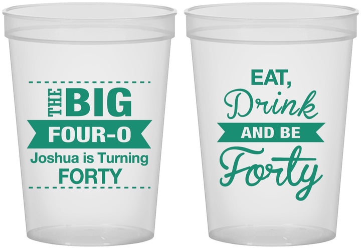 Custom Birthday 16 oz Translucent Cups - 40th | 20243