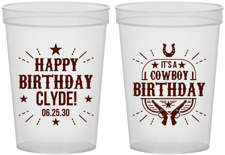 Custom Birthday 16 oz Translucent Cups - Cowboy | 20244
