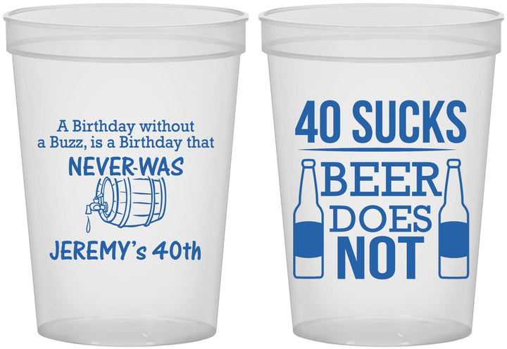Custom Birthday 16 oz Translucent Cups - 40th | 20247