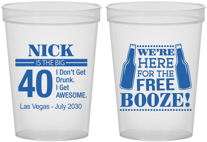 Custom Birthday 16 oz Translucent Cups - 40th | 20249