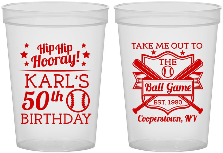 Custom Birthday 16 oz Translucent Cups - 50th Baseball | 20252