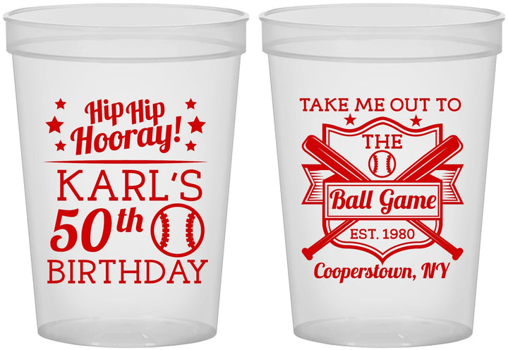 Custom Birthday 16 oz Translucent Cups - 50th Baseball | 20252
