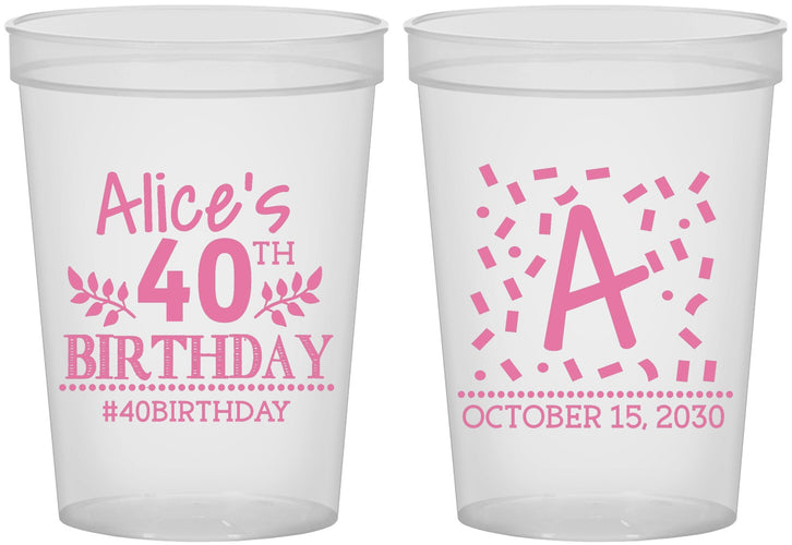 Custom Birthday 16 oz Translucent Cups - 40th | 20258