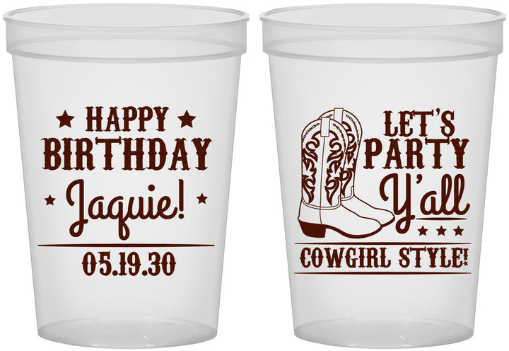 Custom Birthday 16 oz Translucent Cups - Cowgirl | 20260