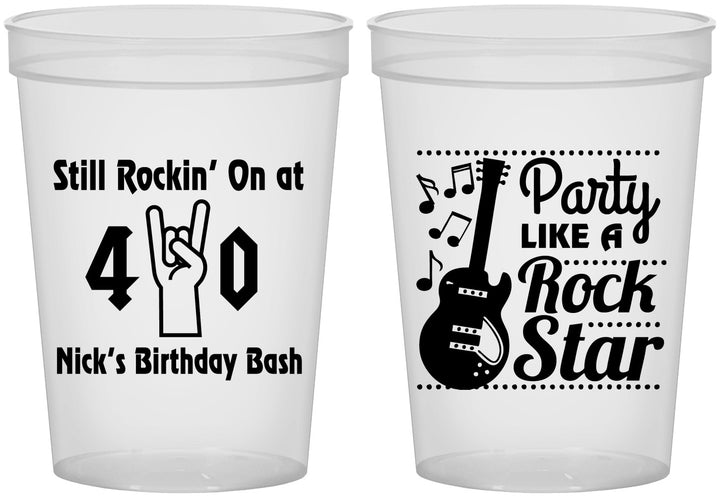 Custom Birthday 16 oz Translucent Cups - 40th Rock Star | 20266