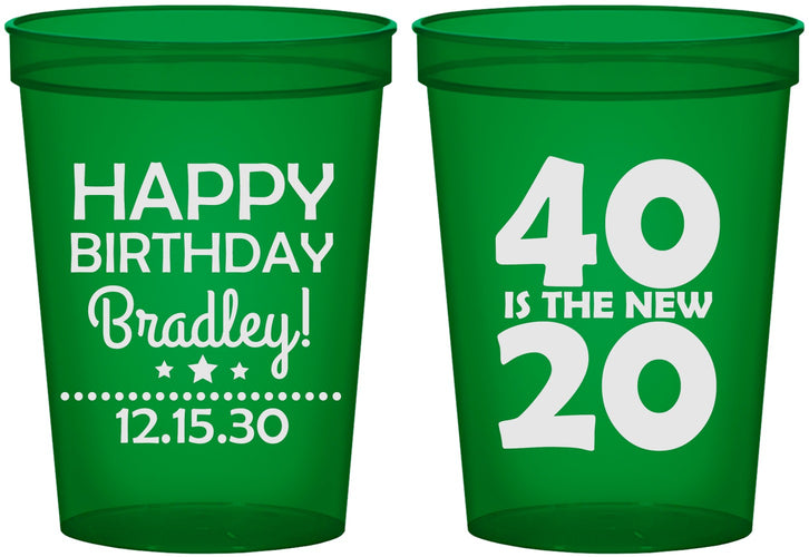 Custom Birthday 16 oz Translucent Cups - 40 Is The New 20 | 20269
