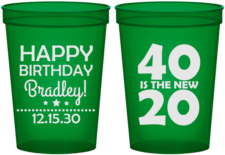 Custom Birthday 16 oz Translucent Cups - 40 Is The New 20 | 20269
