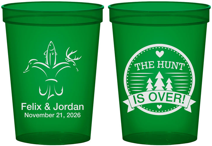 Custom Wedding 16 oz Translucent Cups - The Hunt Is Over | 203