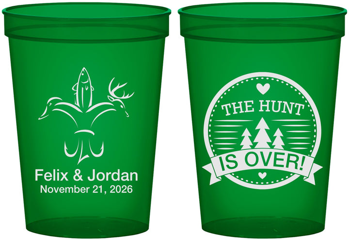 Custom Wedding 16 oz Translucent Cups - The Hunt Is Over | 203