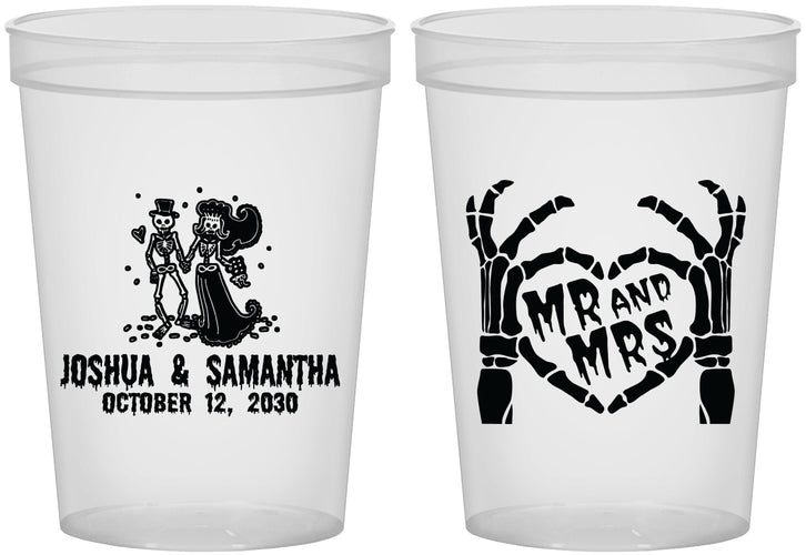 Custom Wedding 16 oz Translucent Cups - Mr And Mrs Skeleton | 204