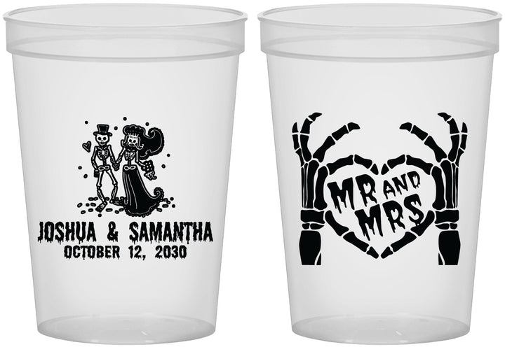 Custom Wedding 16 oz Translucent Cups - Mr And Mrs Skeleton | 204