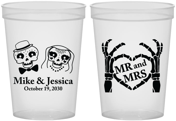 Custom Wedding 16 oz Translucent Cups - Mr And Mrs Halloween | 206