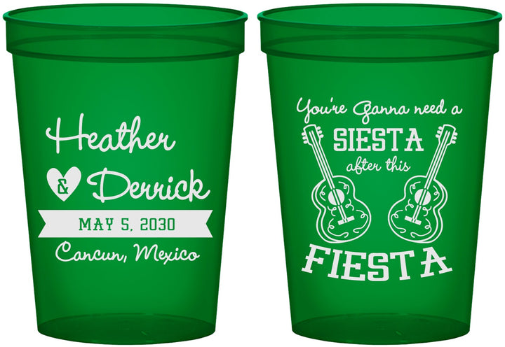 Custom Wedding 16 oz Translucent Cups - Siesta Fiesta Mexico | 207