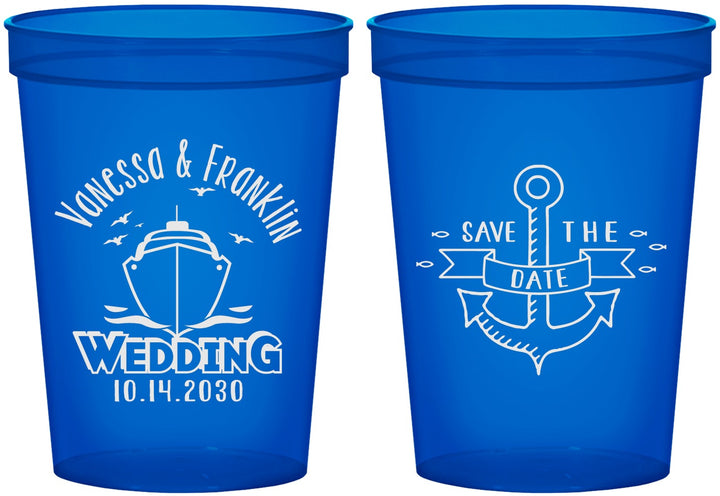 Custom Wedding 16 oz Translucent Cups - Save The Date Cruise | 209