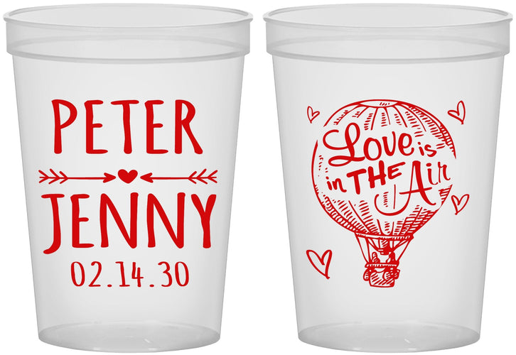 Custom Wedding 16 oz Translucent Cups - Love In Air Hot Air Balloon | 210