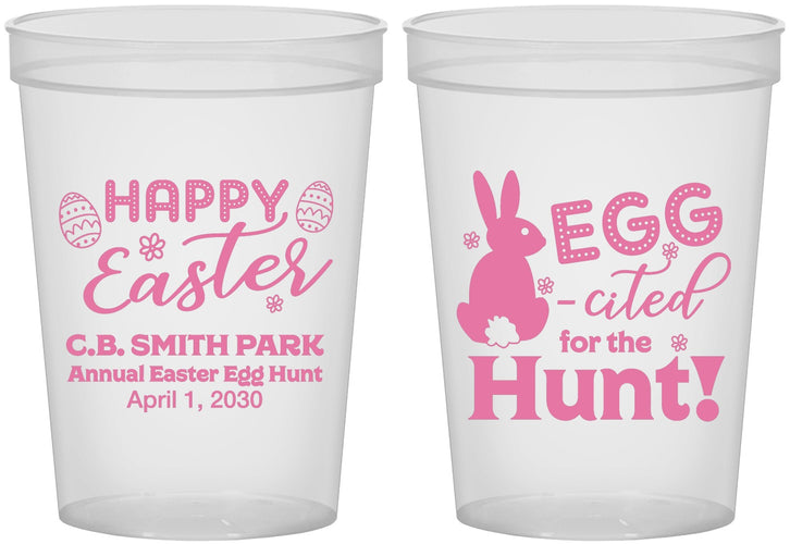 Custom Easter 16 oz Translucent Cups - Eggcited For Hunt Bunny | 210002