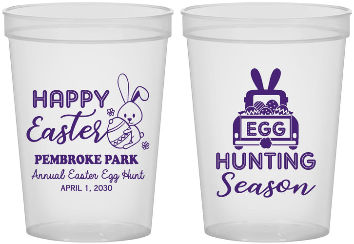 Custom Easter 16 oz Translucent Cups - Egg Hunting Bunny | 210004