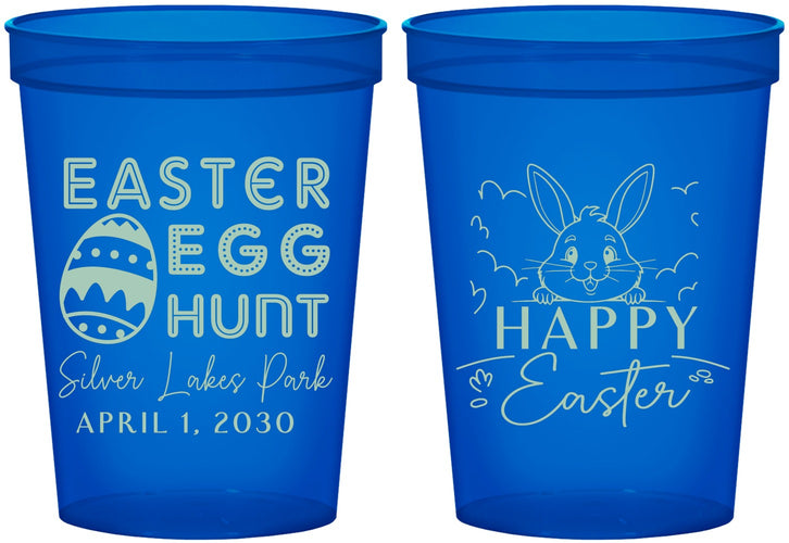 Custom Easter 16 oz Translucent Cups - Egg Hunt Bunny | 210005