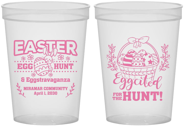 Custom Easter 16 oz Translucent Cups - Eggcited For Hunt Bunny | 210006