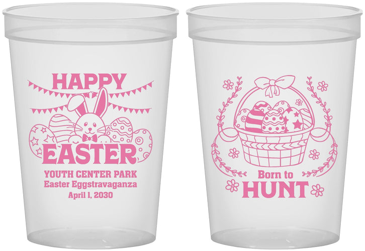 Custom Easter 16 oz Translucent Cups - Born To Hunt Bunny | 210007