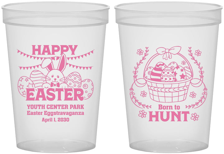 Custom Easter 16 oz Translucent Cups - Born To Hunt Bunny | 210007