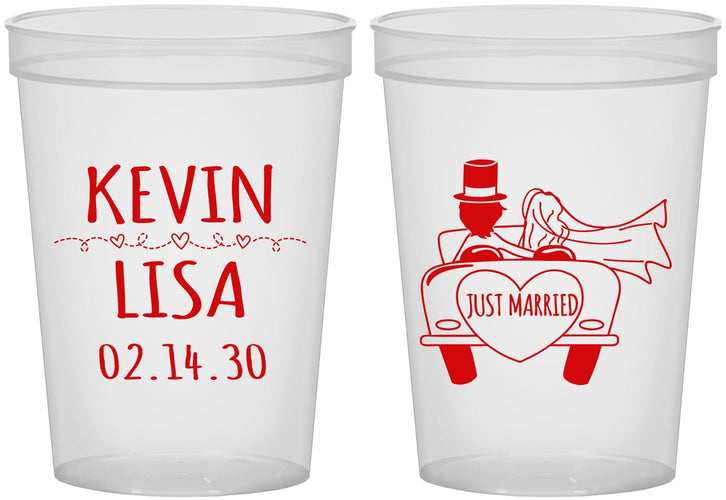 Custom Wedding 16 oz Translucent Cups - Just Married | 212