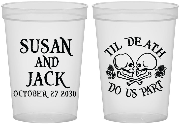 Custom Wedding 16 oz Translucent Cups - Til Death Do Us Part | 213